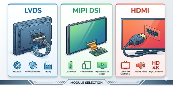 Auswahl der besten Schnittstelle für Ihr TFT-Modul: LVDS, MIPI DSI oder HDMI?